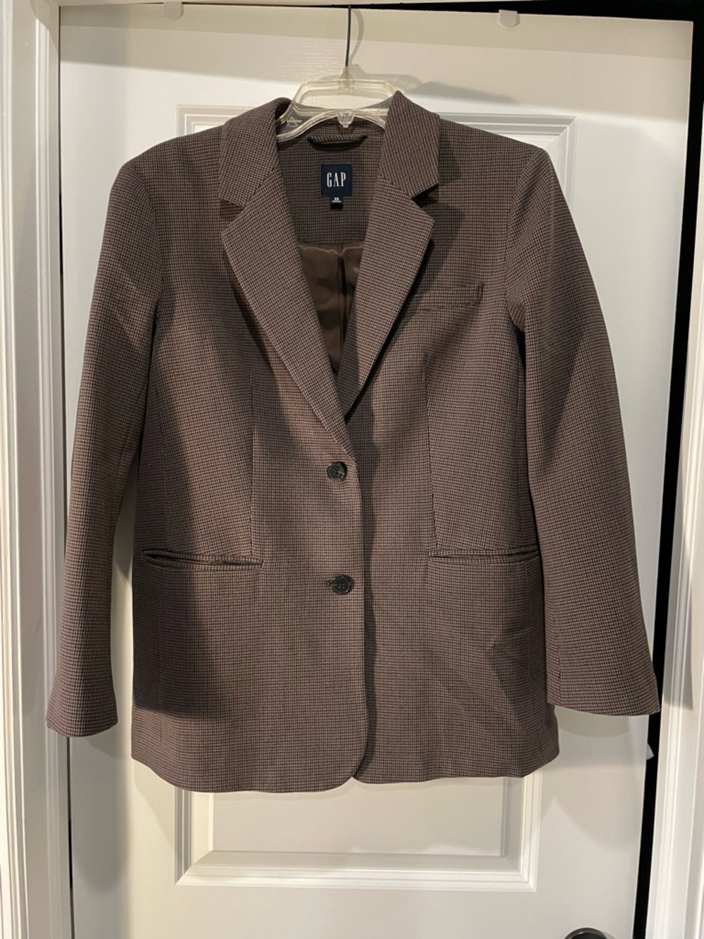 GAP Women's Brown & Black Houndstooth Relaxed Fit Blazer